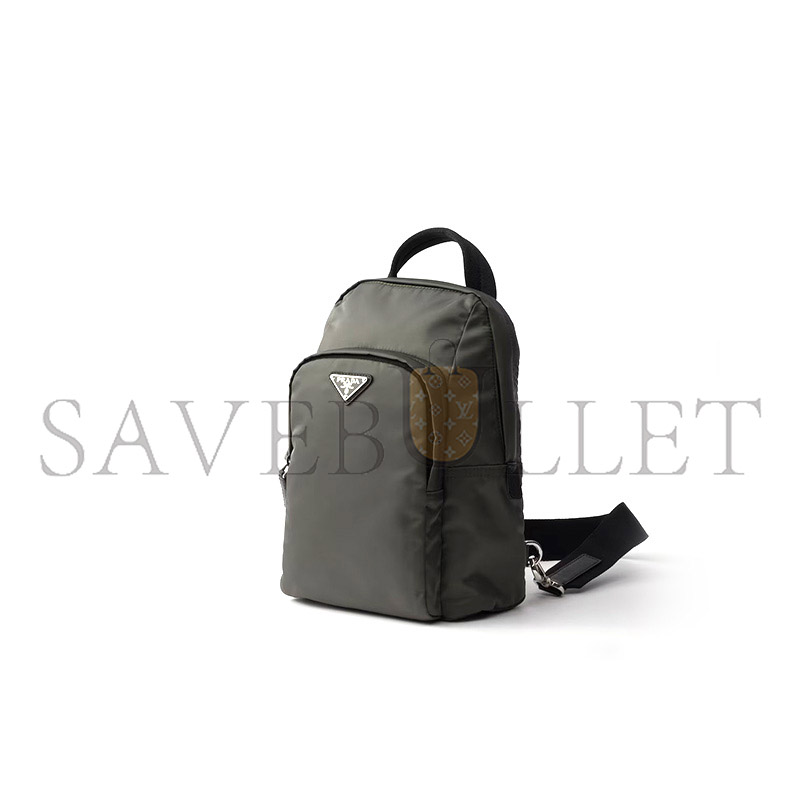 Pra*a re-nylon and saffiano leather backpack 2vz116 (27*20*8cm)
